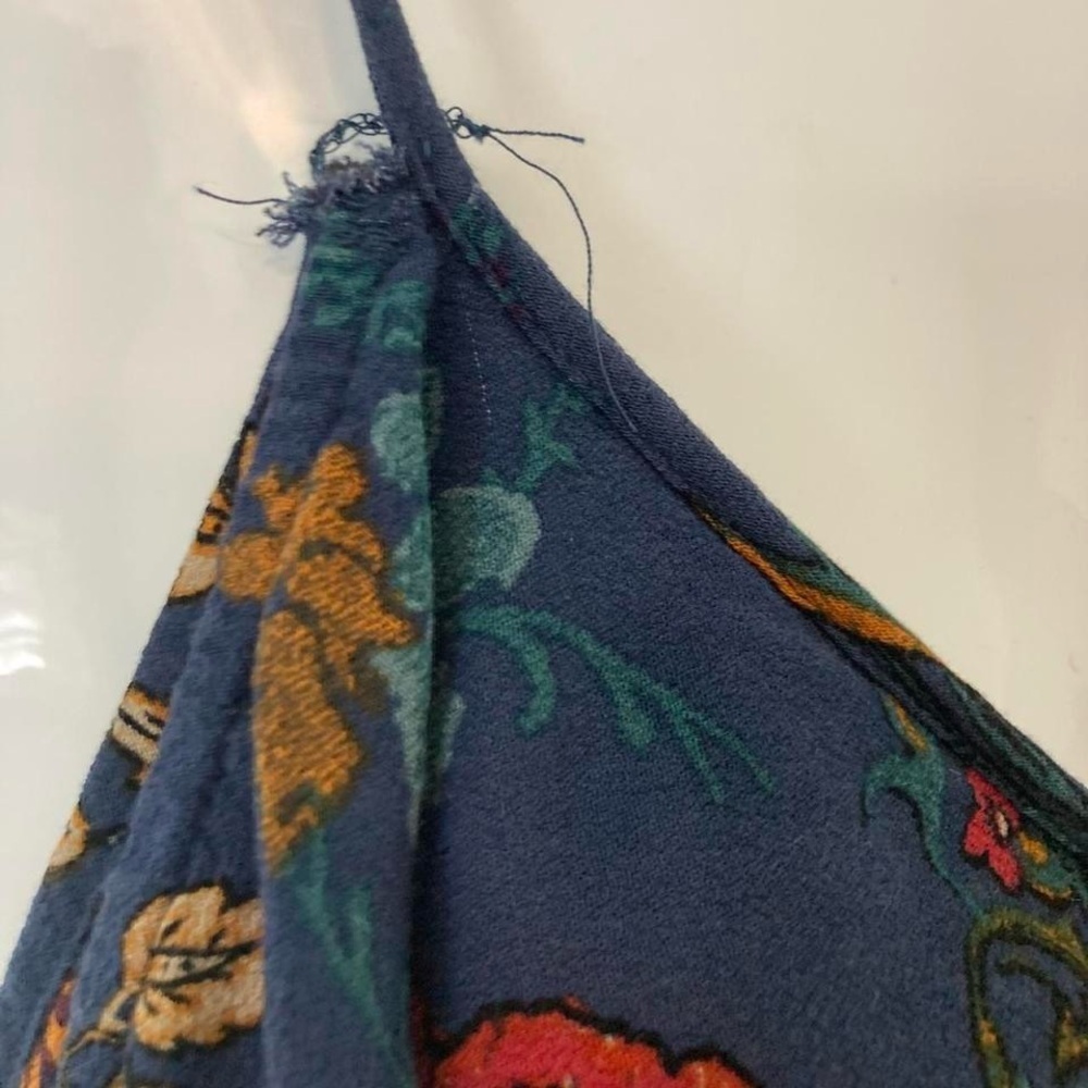Spaghetti Strap Dress in Navy Orange Floral pattern M Xhilaration - Picture 2 of 3